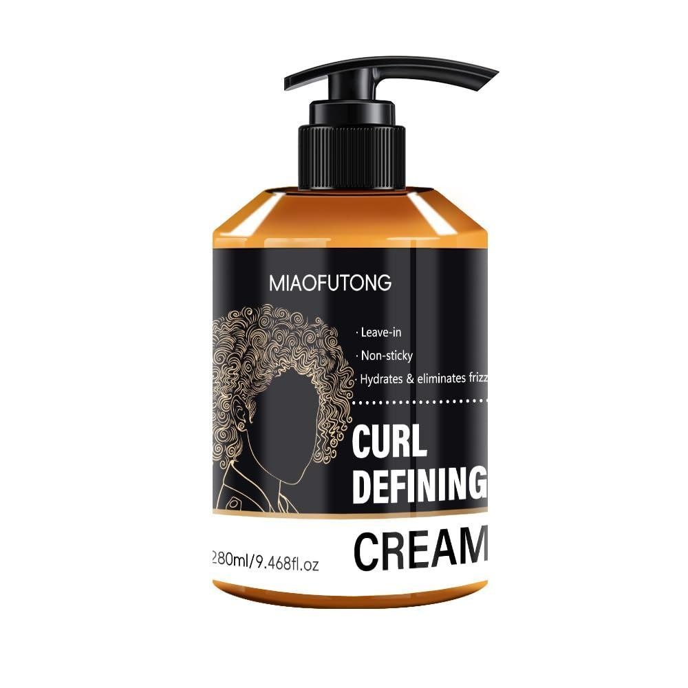 Black Castor Oil Curling Cream for Wavy, Curly, Medium to Coarse Hair, Moisturizing Anti-Frizz Hair 