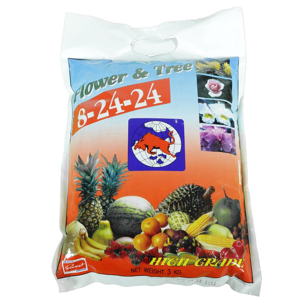 ปุ๋ยกระทิงลูกโลก ปุ๋ยสูตร 8-24-24 ขนาด 3 กิโลกรัม |ZWG|