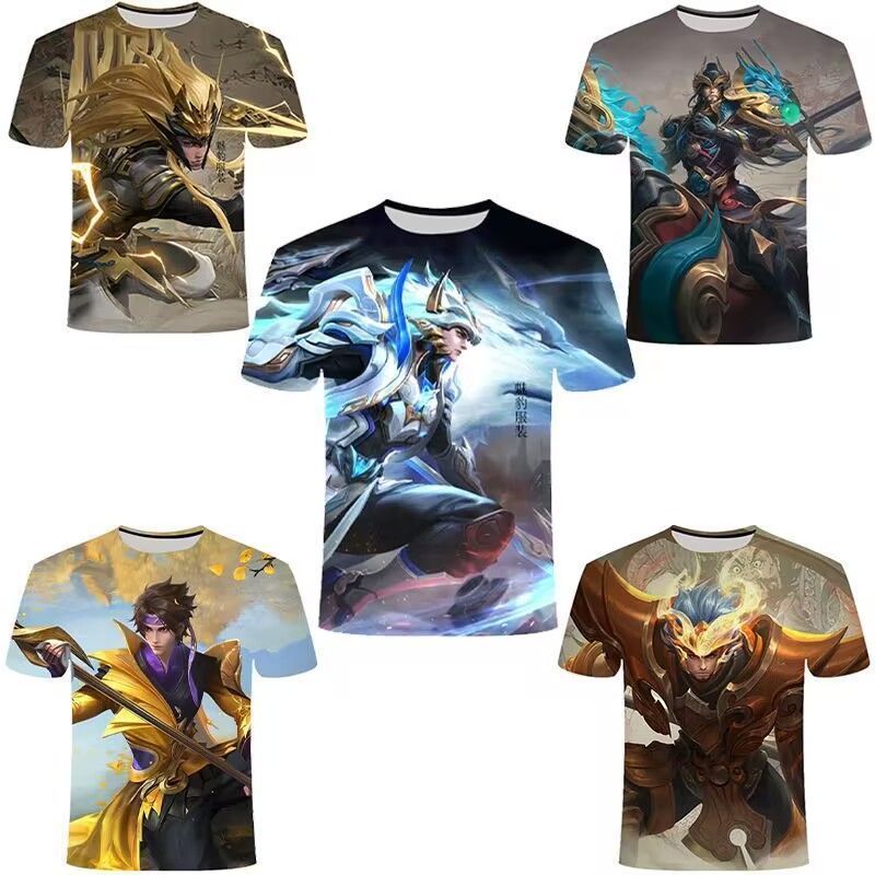 ฤดูร้อนสไตล์ใหม่เสื้อยืด King Glory Admiral Wuhu Ma Chao Guan Yu 3D พิมพ์แขนสั้นลําลองเสื้อยืด 26331