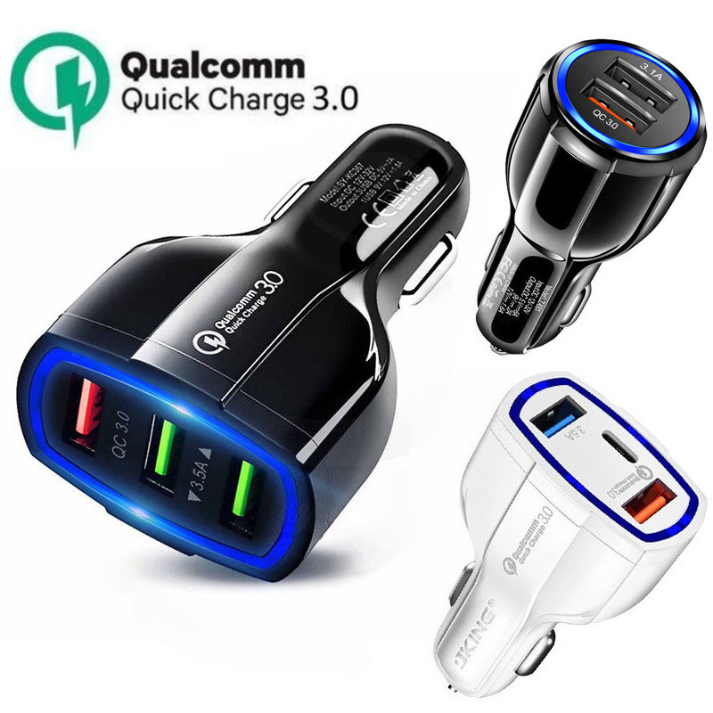 อะแดปเตอร์ที่ชาร์จ USB 3.0 หลายพอร์ต แบบชาร์จเร็ว สําหรับรถยนต์