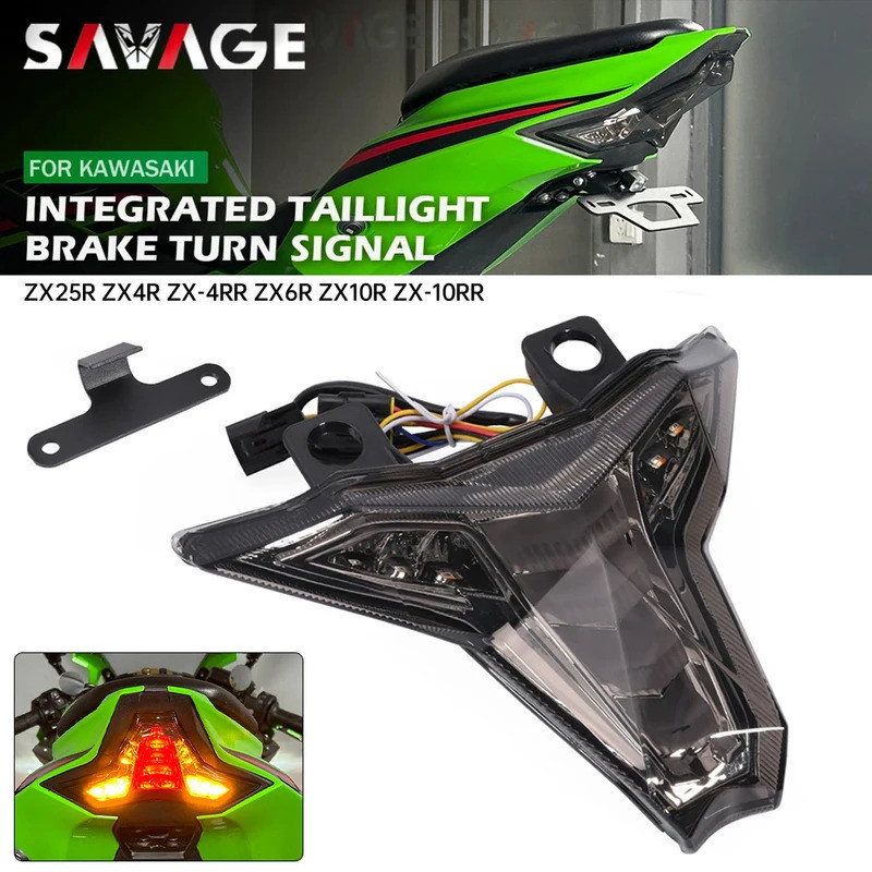 SA ไฟท้าย LED พร้อมไฟเลี้ยวในตัว สำหรับ Kawasaki Ninja ZX-4RR ZX-10R ZX250 ZX400 R/RR ZX636 รุ่น 202