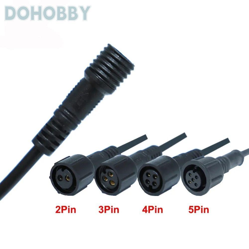 NIREN 2Pin 3Pin 4Pin แจ็ค, IP67 20 ซม.ชายหญิง LED Connector, สายสีดํา 2Pin 3Pin 4Pin สายไฟกันน้ํา LE