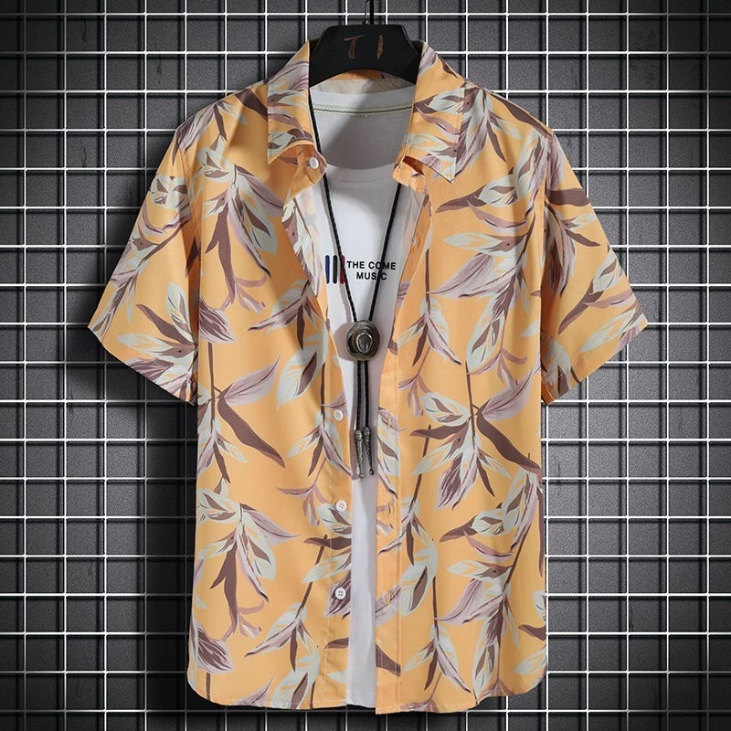 เสื้อฮาวายผู้ชาย แขนสั้น ผ้าแห้งเร็ว ลายดอกไม้ thumbnail 4