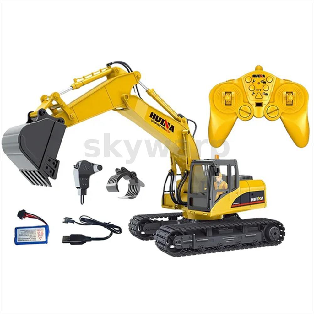 Huina ของเล่น 1535 RTR 1/14 2.4G 15CH RC รถ 3-in-1 Crawler Excavator ถังจําลอง LED Light รีโมทคอนโทร