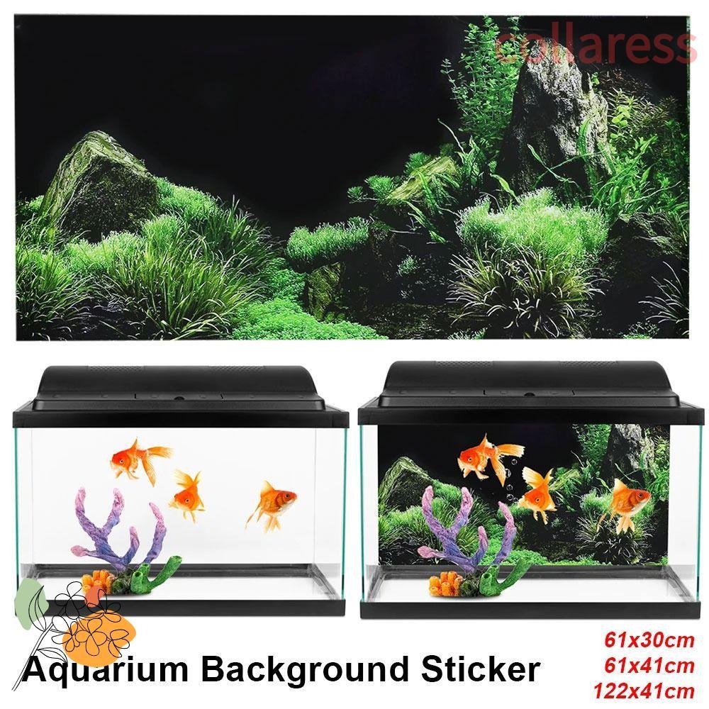COLLARESS 1 ชิ้นสติ๊กเกอร์ติดตู้ปลา, Fish Seafloor 120x41 ซม.สติ๊กเกอร์พื้นหลังตู้ปลา,มีกาวในตัว PVC น้ําหญ้าพื้นหลังภาพวาดตกแต่ง
