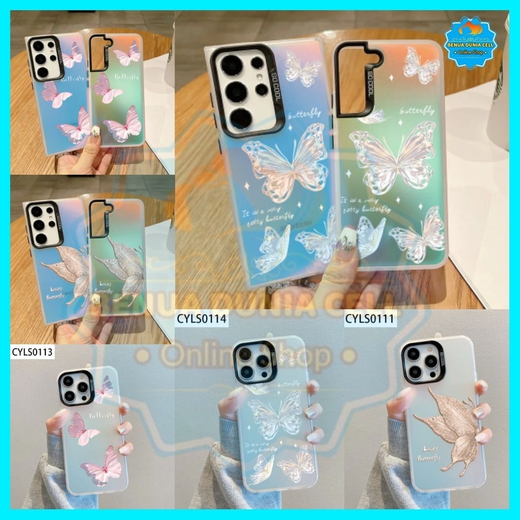 IMD SILVER CASE BUTTERFLY MOTIF SAMSUNG A11 M11 A12 M12 A13 4G 5G LTE A14 A15 A20 A30 A20S A21S A22 