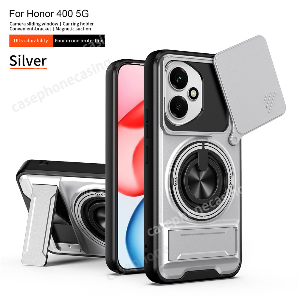 เคสโทรศัพท์สําหรับ Honor 400 สมาร์ท Lite x7D Honor400Smart Honor400Lite 4G 5G 2025 เคสโทรศัพท์ผู้ถือแม่เหล็กขาตั้ง Kickstand เกราะกันกระแทก TPU พลาสติกแข็งปกหลัง - รูปที่ 4