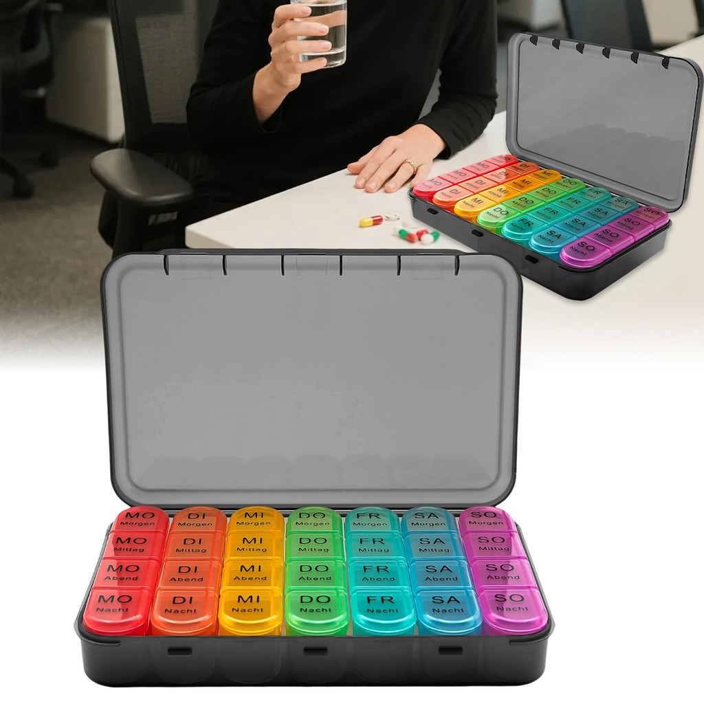 BaipeakWeekly Pill Organizer 4 Times A Day, Daily Pill Box 7 Day, Large Travel Pill Case 28 Grids To