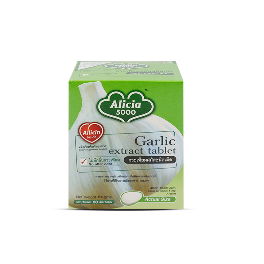 Khaolaor Alicia 5000 Garlic Extract (ขาวละออ) กระปุก 30 เม็ด