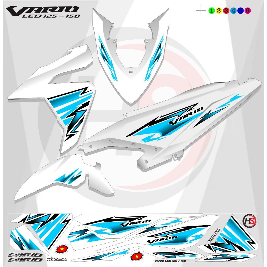 สติ๊กเกอร์มอเตอร์ไซค์ / แถบมอเตอร์ไซค์ HONDA VARIO LED OLD 125/150 MTIF LATEST VARIATION H7