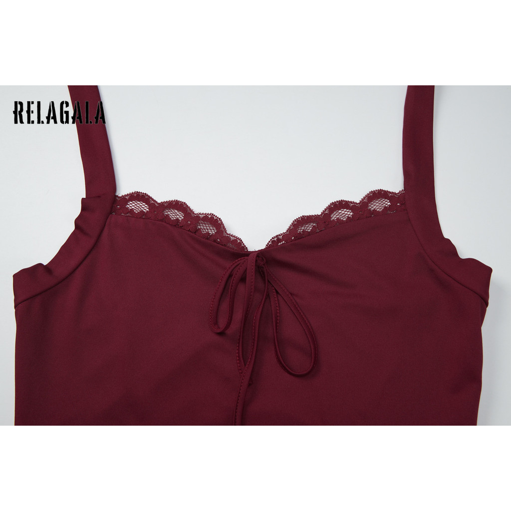 RELAGALA เสื้อชั้นในหญิงขอบลูกไม้ สไตล์เซ็กซี่Halтер โทปส์ สีทึบ — صورة 8