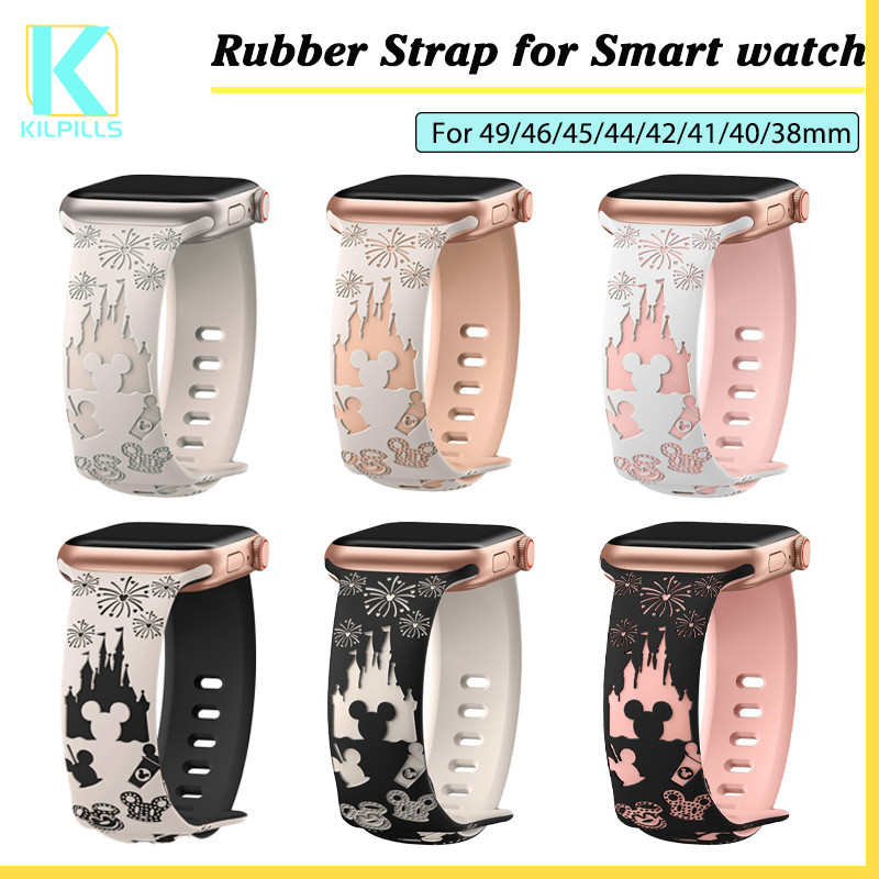 สายยางซิลิโคนพิมพ์ for iWatch Apple Watch Ultra/SE 3 2 49มม. Series 11 10 9 8 7 6 5 4 49 46 45 44 42 41 40 38มม.