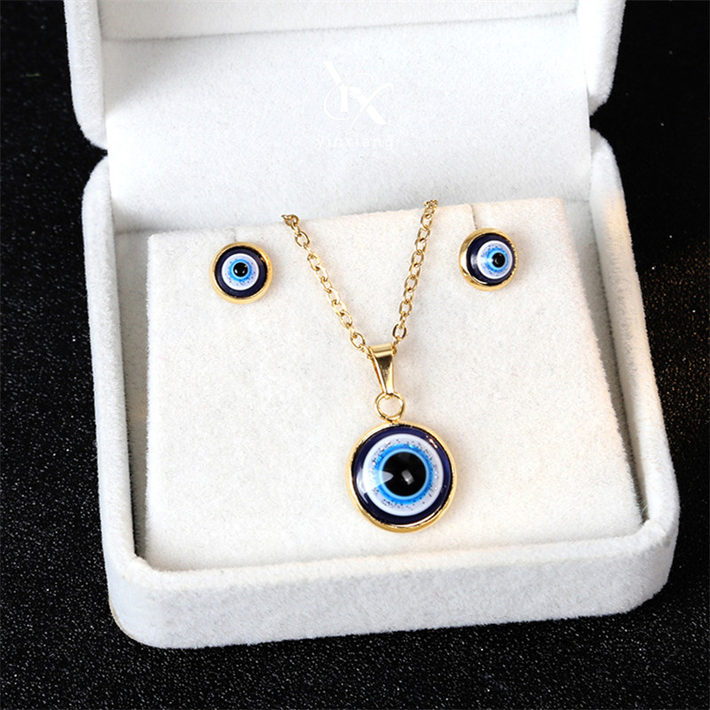 YX Evil Eye ชุดเครื่องประดับ Boho สไตล์ Y2K สร้อยคอนิกซีลและต่างหู สำหรับงานปาร์ตี้ ราคา ถูกที่สุด ดีลบีเคเค แกลเลอรีภาพที่ 8