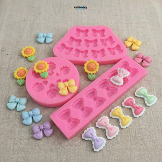 😊Cutenery😊แม่พิมพ์ซิลิโคน ดอกไม้การ์ตูนน่ารัก Bow Fondant แม่พิมพ์ซิลิโคน DIY เค้กตกแต่งช็อคโกแลตขนมเบเกอรี่แม่พิมพ์