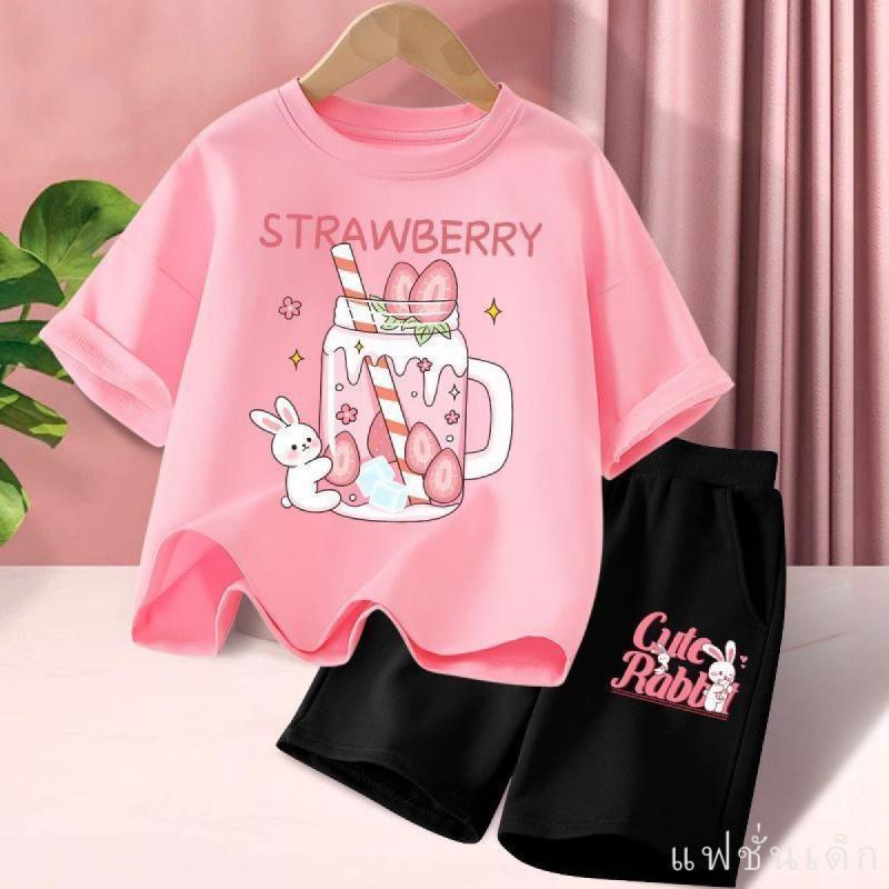 [COD]（ชุดเสื้อยืดและกางเกงสั้นเด็ก）ชุดฤดูร้อนสำหรับเด็กผู้หญิง สไตล์สลิม คอลเลคชั่นใหม่ในปี 2026 สไตล์ฮอต กางเกงขาสั้นเด
