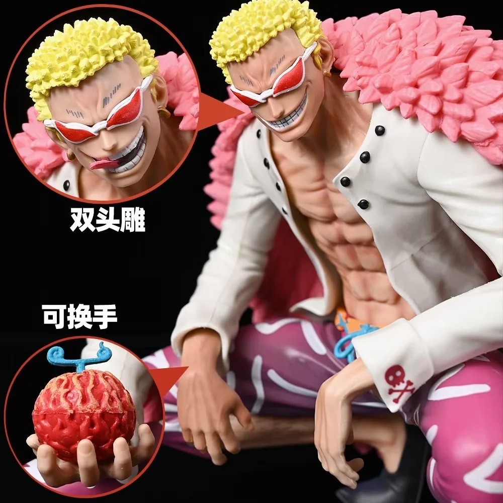 One Piece Qiwuhai GK Doflamingo Squatting ท่าทางเปลี่ยนหัวเครื่องประดับ Boxed Figure พร้อมสต็อกจัดส่