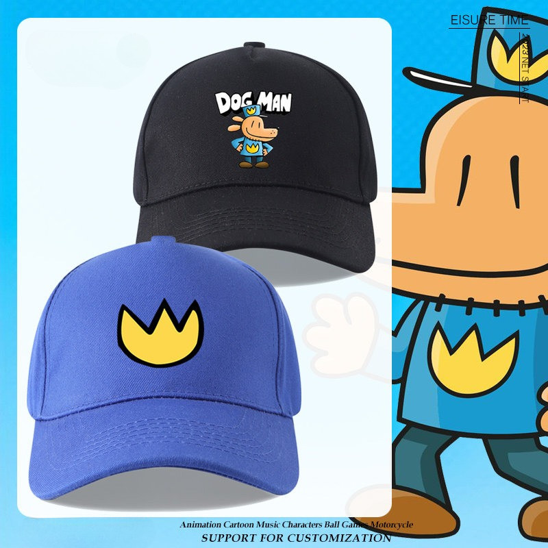 DOG MAN Cartoon Baseball Cap Kids Unisex Student UV Sun Hat Trendy • หมวกแก๊ป DOG MAN เด็ก กันแดด ใส่ได้ทั้งชายหญิง