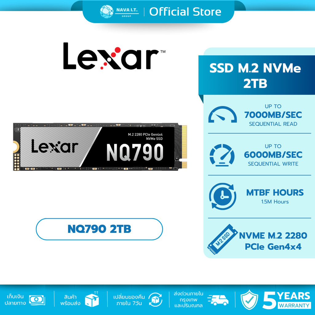(มีส่งด่วน) LEXAR NQ790 2TB SSD M.2 2280 PCIe NVMe รับประกัน 5 ปี