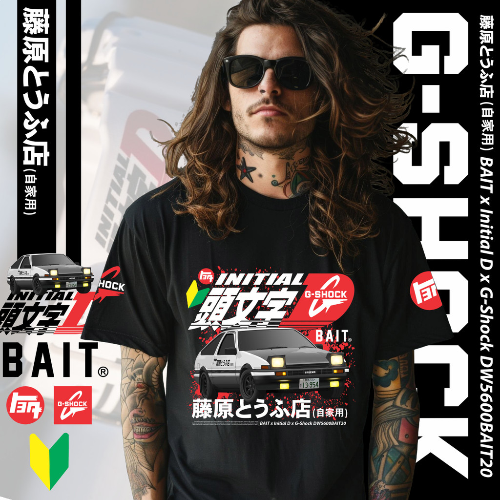 พิเศษ Collaboration Tshirt BAIT X Initial DF Gsh0ck X DW5600BAIT20 Super Premium S-5XL ผ้าฝ้ายแท้