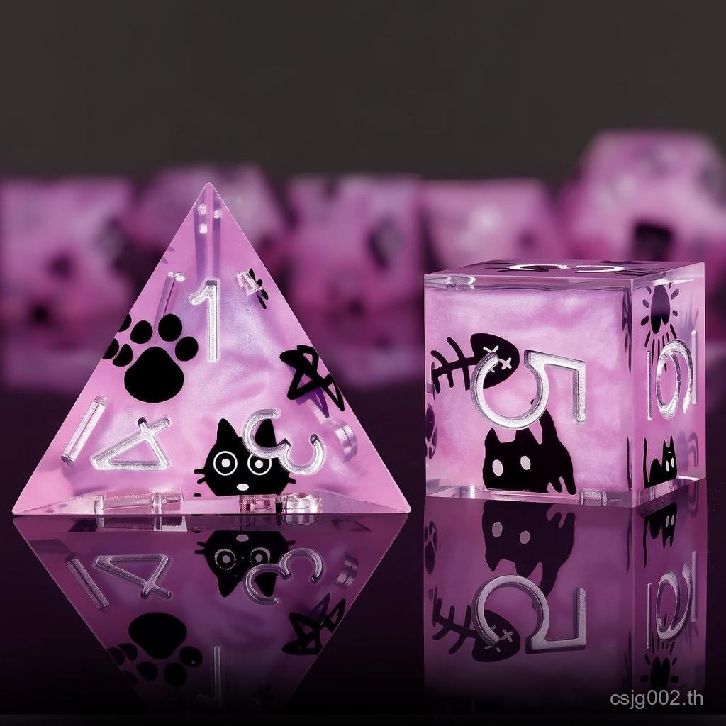 Haxtec DND ชุดลูกเต๋า Sharp Edge เรซิ่นลูกเต๋าชุดพร้อมลูกเต๋า, D และ D D, Polyhedral D&D ลูกเต๋าสําห