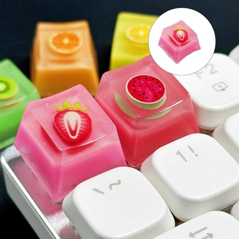 Utake Strawberry Backlits Keycap สําหรับคีย์บอร์ดเชิงกลสําหรับเล่นเกมพร้อมเมาท์มาตรฐานตามหลักสรีรศาส