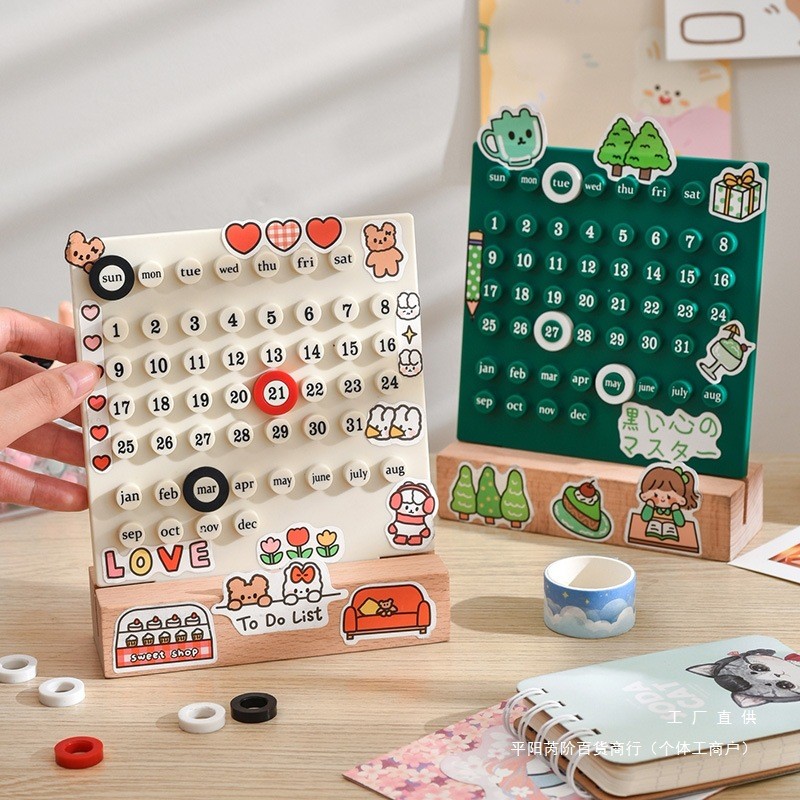 [มินิมอล] ปฏิทินตั้งโต๊ะ DIY 2025 รุ่นวงกลมถอดเปลี่ยนได้ ปฏิทินถาวร แฮนด์เมด ตกแต่งโต๊ะทำงาน ของขวัญ