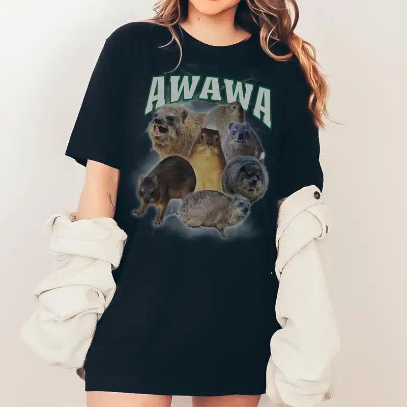 Hyrax T Shirt Bootleg AWAWA Hip Hop Animal Lover For Wife Friend Funny Meme Nature