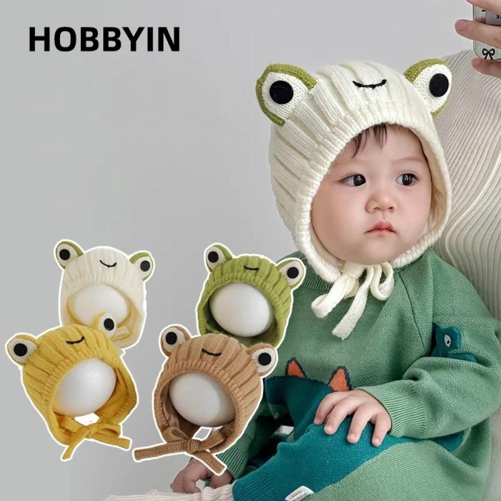 HOBBYIN Pullover Cap,Windproof Warm Ear Protection Hat, Coldproof Cute Frog Balaclava 0-3Y