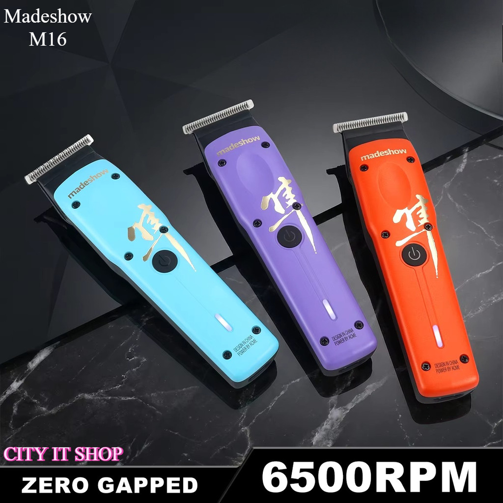Madeshow M16 สำหรับผู้ชาย พร้อมใบมีด DLC Zero Gapped 6.5W เครื่องตัดผมระดับมืออาชีพสำหรับร้านตัดผม เครื่องตกแต่งทรงผม