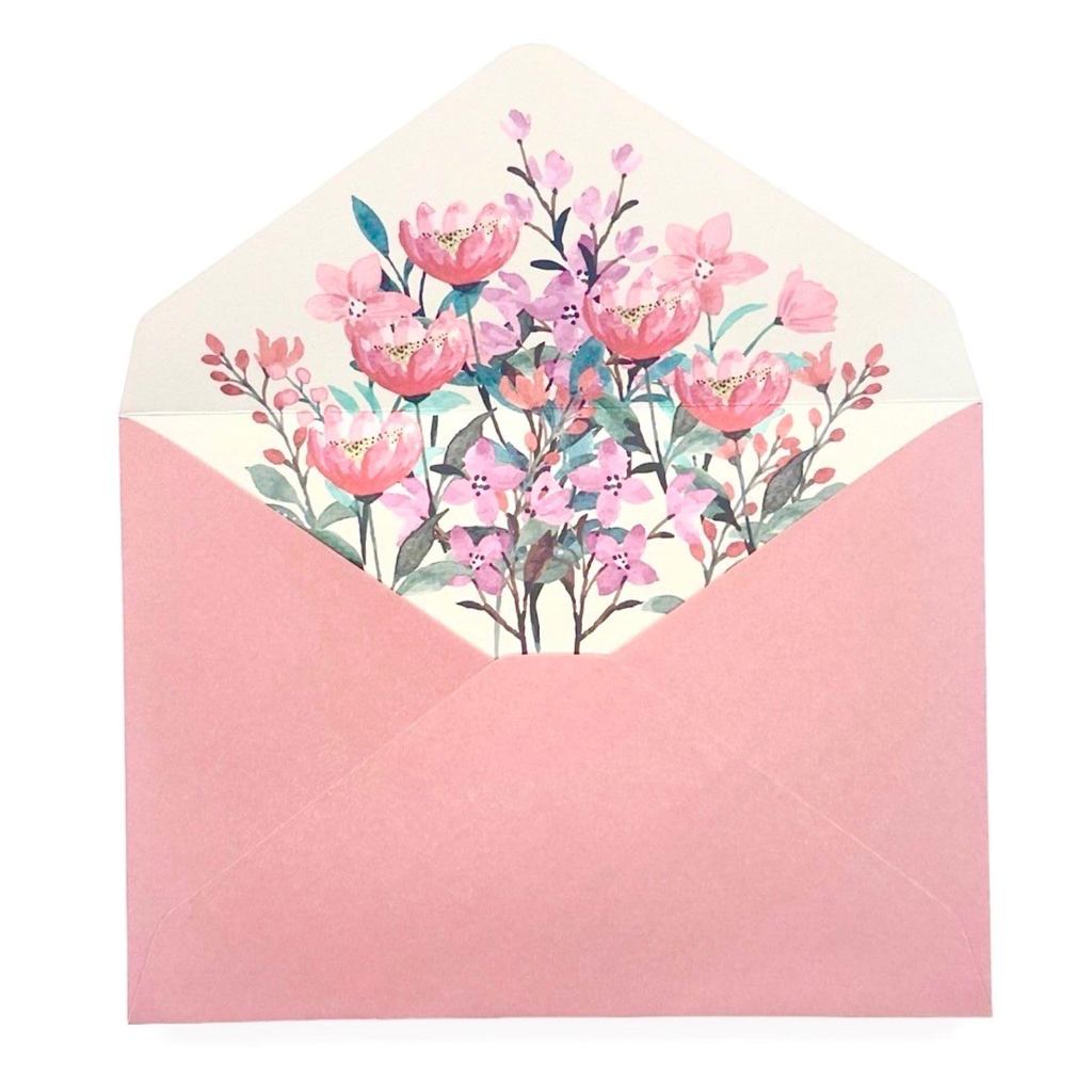 洋2 Envelope Flower Pattern Diamond Seal [20 pieces] Pink Envelope Flower Stylish Greeting Card Postc