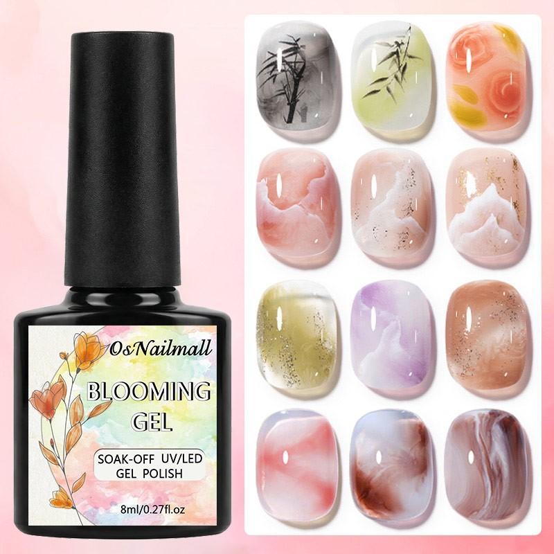 OsNailmall Blooming Nail UV Gel Polish Gradient สีน้ําโปร่งใส Soak Off LED โคมไฟ Cure Salon Home DIY เล็บออกแบบ