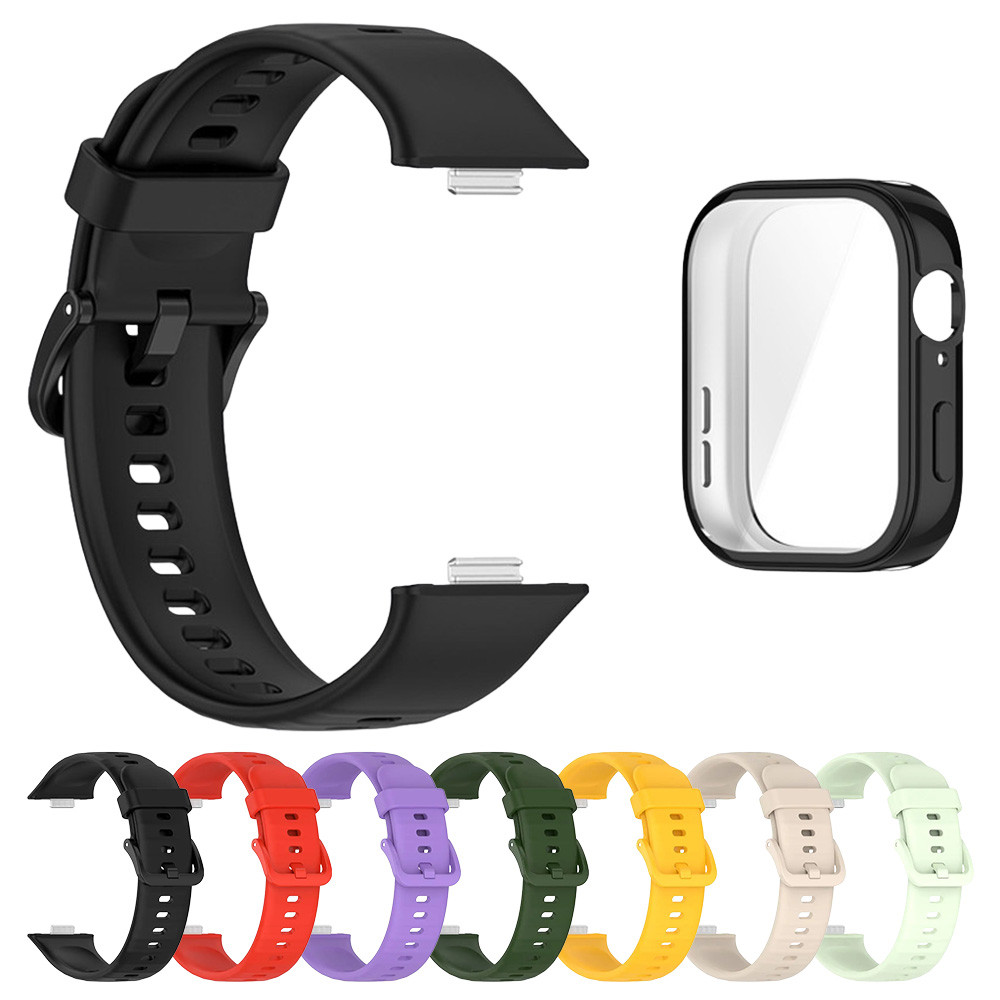 กรณีTPUสายรัดซิลิโคนสําหรับHuaweiนาฬิกาFit 3/Fit 4 นุ่มกีฬายางรัดสายรัดข้อมือเข็มขัดสร้อยข้อมือป้องกันหน้าจอฝาครอบกันชนอุปกรณ์เสริมSmartwatchสําหรับHuawei Fit 3/Fit 4