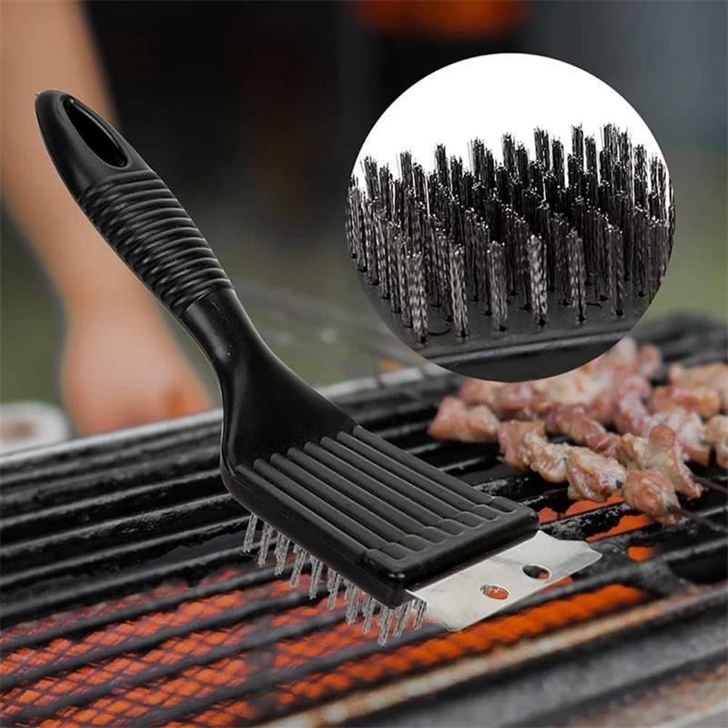 Spot Goods#Kitchen Stainless Steel Brush BBQ Cleaning Brush Food Grade Wire Brush BBQ Mesh Brush Iro