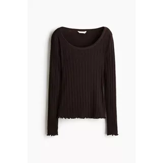 H&M(เอชแอนด์เอ็ม) เสื้อท็อปผ้าจุดพอยท์เทลล์ Women Pointelle jersey top 1324031_1