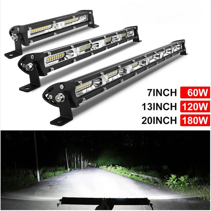 2026new7 นิ้ว 13 นิ้ว 20 นิ้วไฟ LED Bar ไฟทํางาน 7D led bar 1-Row 4x4 รถบรรทุก ATV หลังคารถ Offroad 