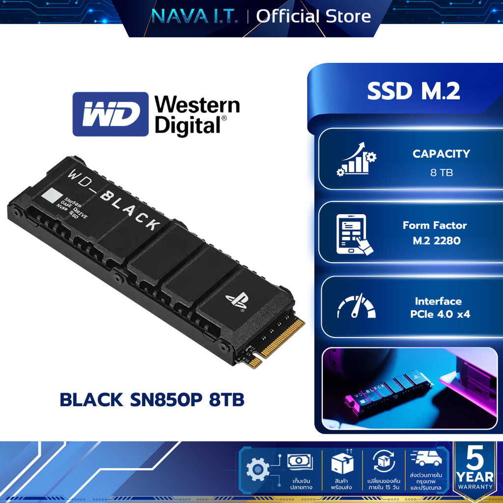 WD  SSD (เอสเอสดี) BLACK SN850P NVMe WDBBYV0010BNC-WRSN 8TB