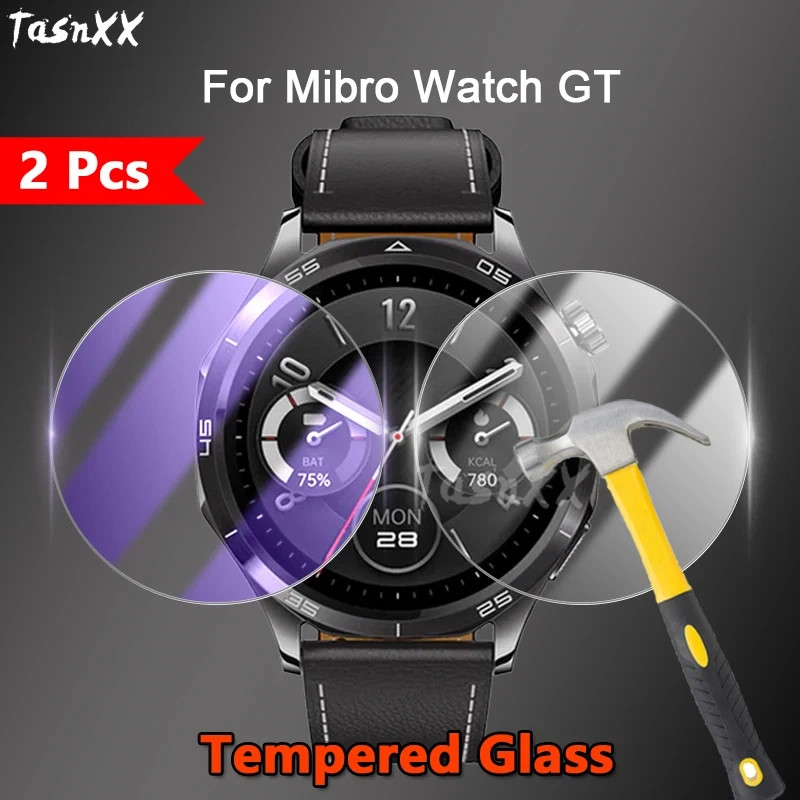 1/2/3/5 PCS สําหรับ Mibro นาฬิกา GT SmartWatch 2.5D HD Clear/Anti สีม่วง 9H กระจกนิรภัยป้องกันหน้าจอฟิล์ม