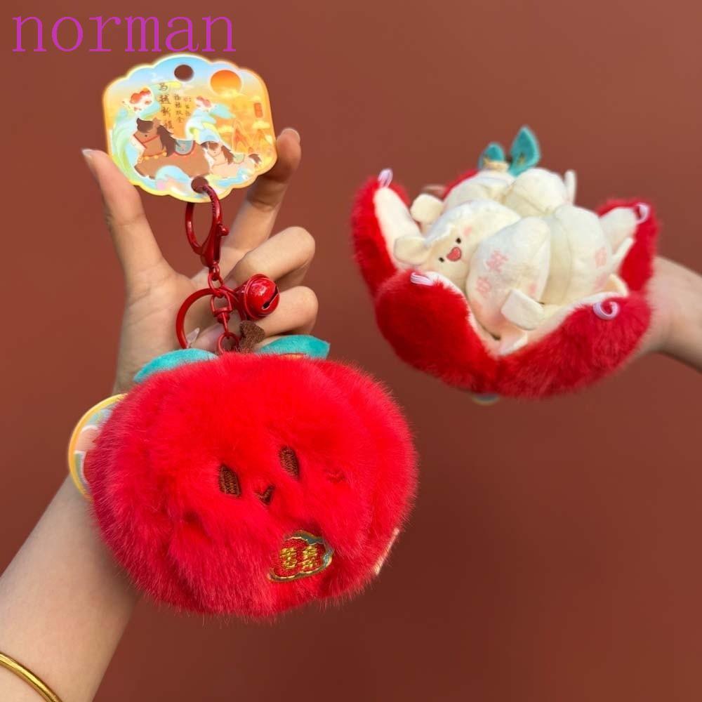 NORMAN Creative Tangerine Key Ring, Soft Durian Peeled Fruit Key Chain, Daily PP Cotton Mangosteen C