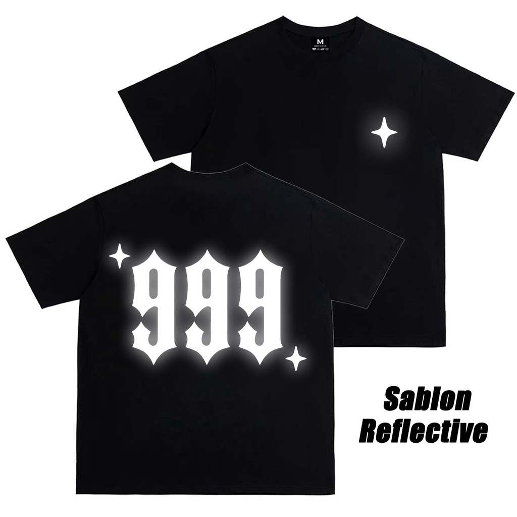 เสื้อยืดสะท้อนแสงสําหรับผู้ชายและผู้หญิง 999 Streetwear Design 100% Original Unisex Cotton Combed 24