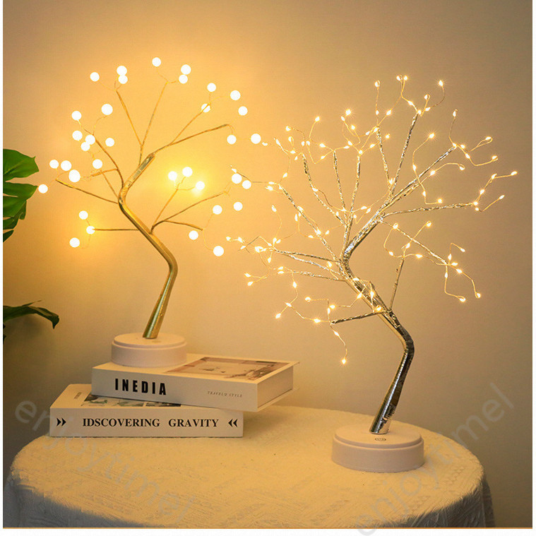 โต๊ะบอนไซสาขาต้นไม้ LED สายไฟไฟกลางคืนพร้อมสัมผัส USB ดําเนินการโคมไฟต้นไม้ประดิษฐ์สําหรับห้องนอนเดสก์ท็อป Christmas Party ของขวัญตกแต่งในร่ม