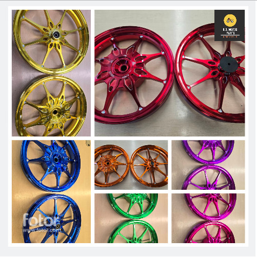 แม็ก CNC ลายดาวกระจาย ใส่ Click 110i ทุกรุ่น / Scoopy-i / ICON / Moove / แปลงขอบ 14 นิ้ว แถมจุกลมเลส ราคา ถูกที่สุด ดีลบีเคเค