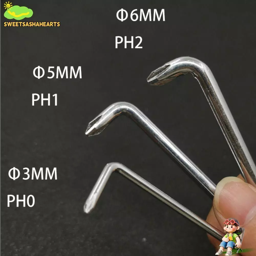 SWEE 3 ชิ้น/เซ็ตไขควงแบบพกพาข้อศอกโค้งงอแขนสั้น PH0 PH1 PH2 Double Headed
