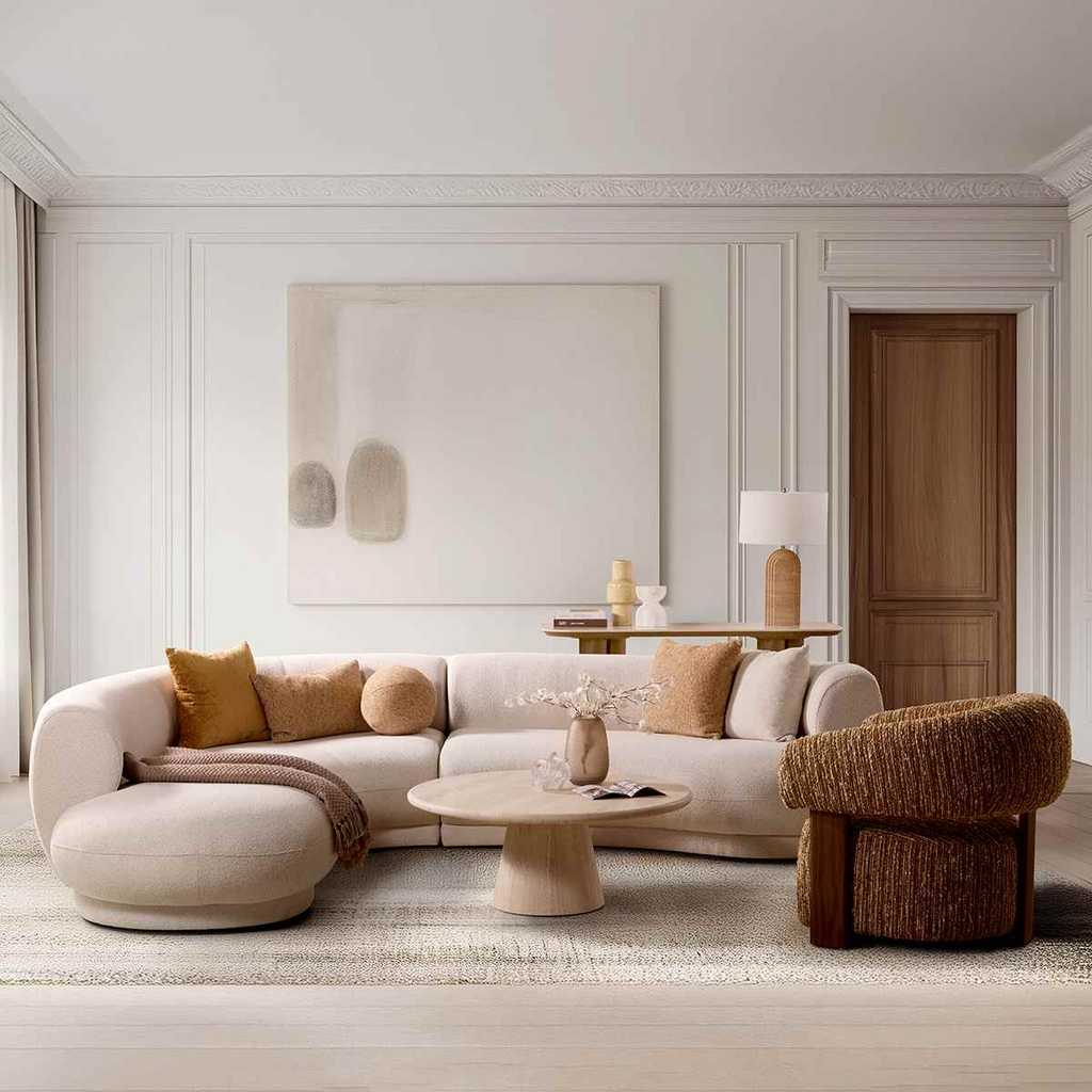 SB Design Square โซฟาเข้ามุมซ้าย รุ่น Atmost สีครีม (319x234x73 ซม.)  แบรนด์ DESIGN & DECOR