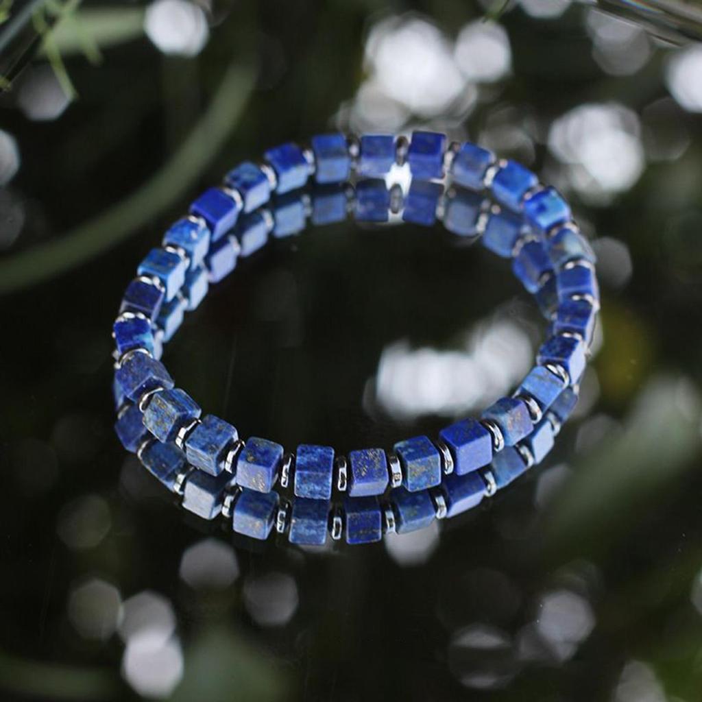 ธรรมชาติ Lapis Lazuli สร้อยข้อมือลูกปัดหินสร้อยข้อมือ Lapis Lazuli หินเครื่องประดับอุปกรณ์เสริม nesa