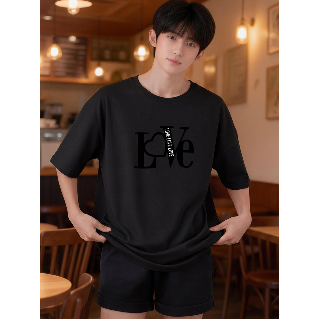 2W012 [AIYOU] Lelaki Baju T เสื้อผู้ชาย Tshirt Crop Top ชายเสื้อขนาดใหญ่สไตล์เกาหลีรอบคอ Plus ขนาด T