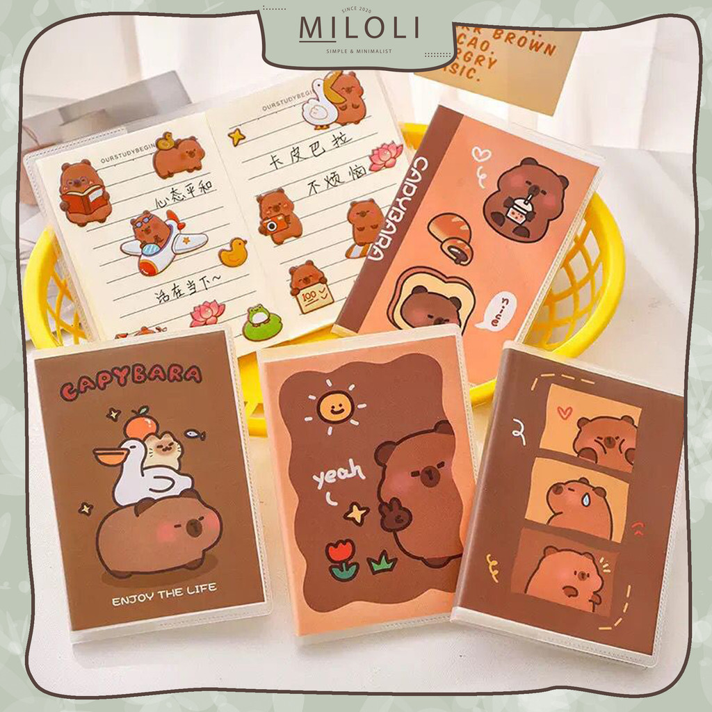 [MILOLI] 1 ชิ้น A7 CAPYBARA MINI BOOK LINE Diary Notebook Small Motif Mini LINE Note Box - E0069