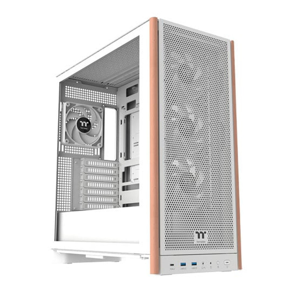 Case Thermaltake S370 WS Snow With 4x CT120 Fans Mesh Panel & Wood ATX Mid-Tower