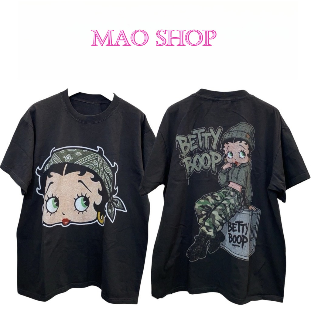 COD✅ (จัดส่งในกรุงเทพฯ) MAO Shop เสื้อยืดสไตล์หลวมมีลักษณะเฉพาะของสไตล์สตรีทอเมริกัน มีลายทั้งด้านหน้าและด้านหลัง