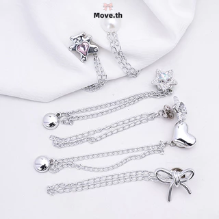 ในไทย-พร้อมส่ง✨ คลิปเข็มกลัดติดแขนเสื้อและขากางเกง ใช้ยึดขาไม่ให้หลวม ปรับห่วงโซ่ได้ เหมาะกับกางเกงยีนส์หรือคาร์ดิแกน
