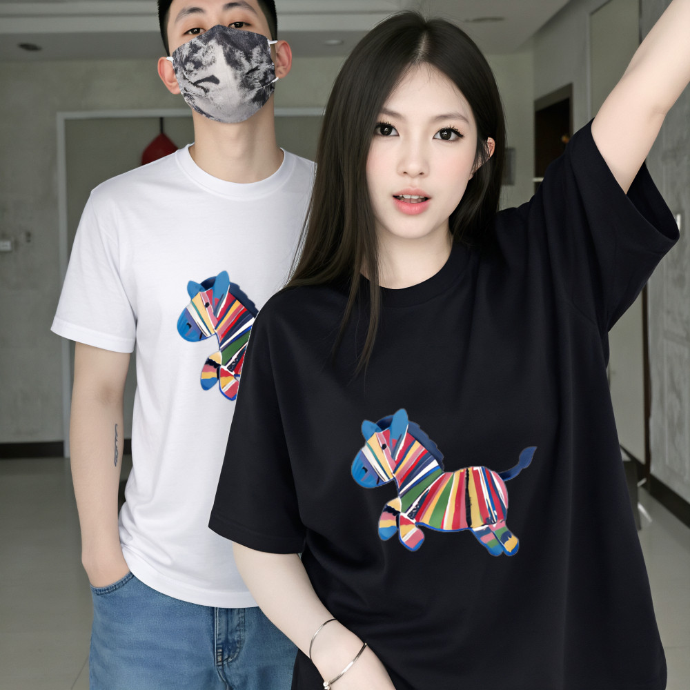 เสื้อยืดลายม้าลายสีรุ้ง น่ารักสดใส ใส่ได้ทั้งชายหญิง